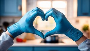 teal gloves kitchen